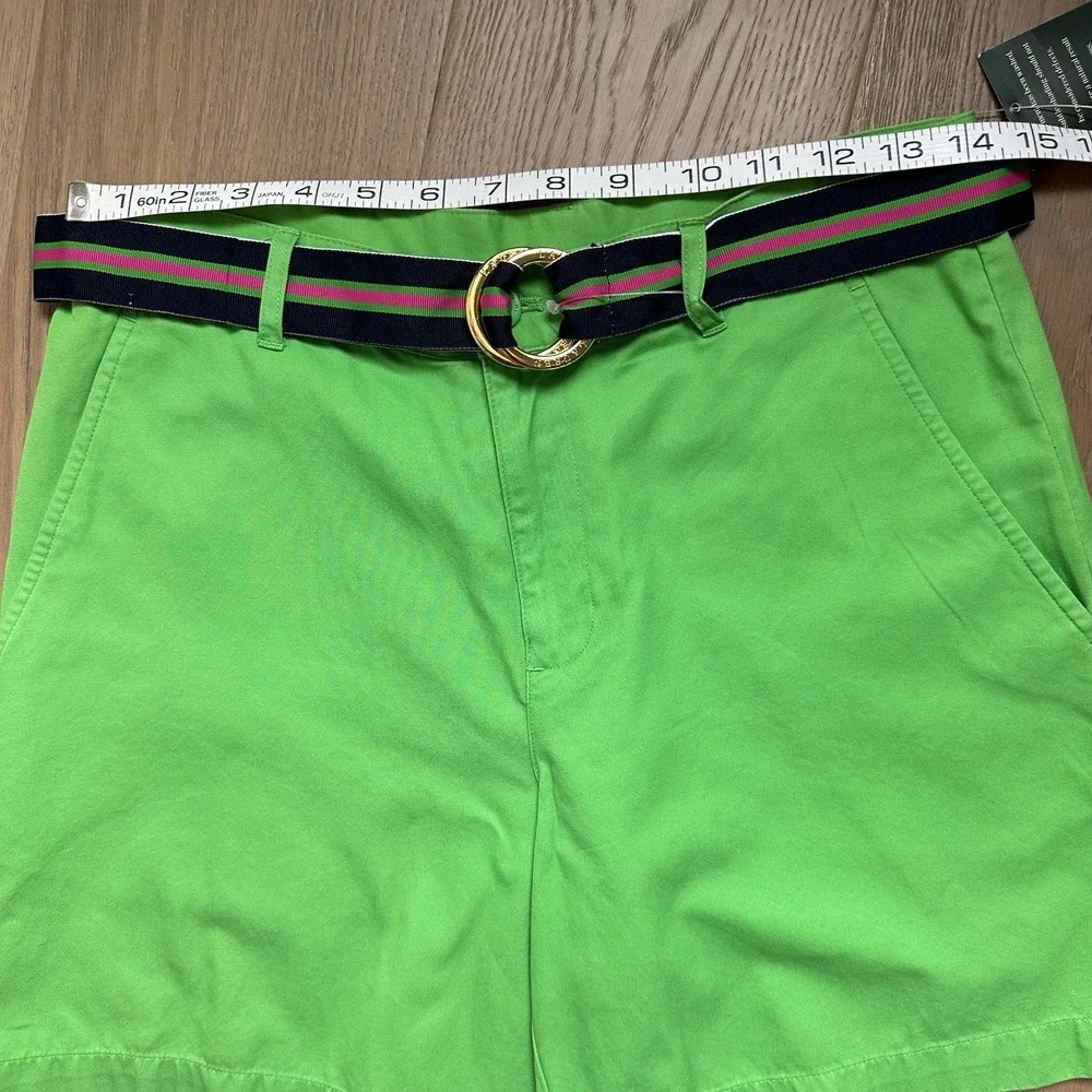 Vintage LAUREN RALPH LAUREN Barbados Grass Green Women's‎ Shorts Ribbon Belt